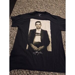 Johnny Cash Graphic T-Shirt Mens Medium Black Mugshot Signature Tee